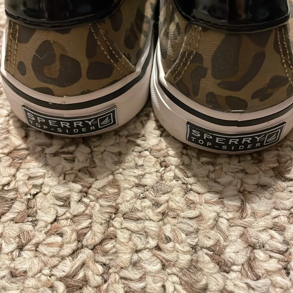 Sperry Leopard Print Boat Shoes in Brown and Black - Picture 3 of 4